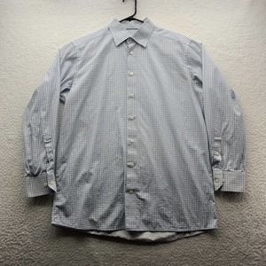 Eton Contemporary Fit Poplin Shirt Mens 41 16 L Blue White Geometric Preppy Club